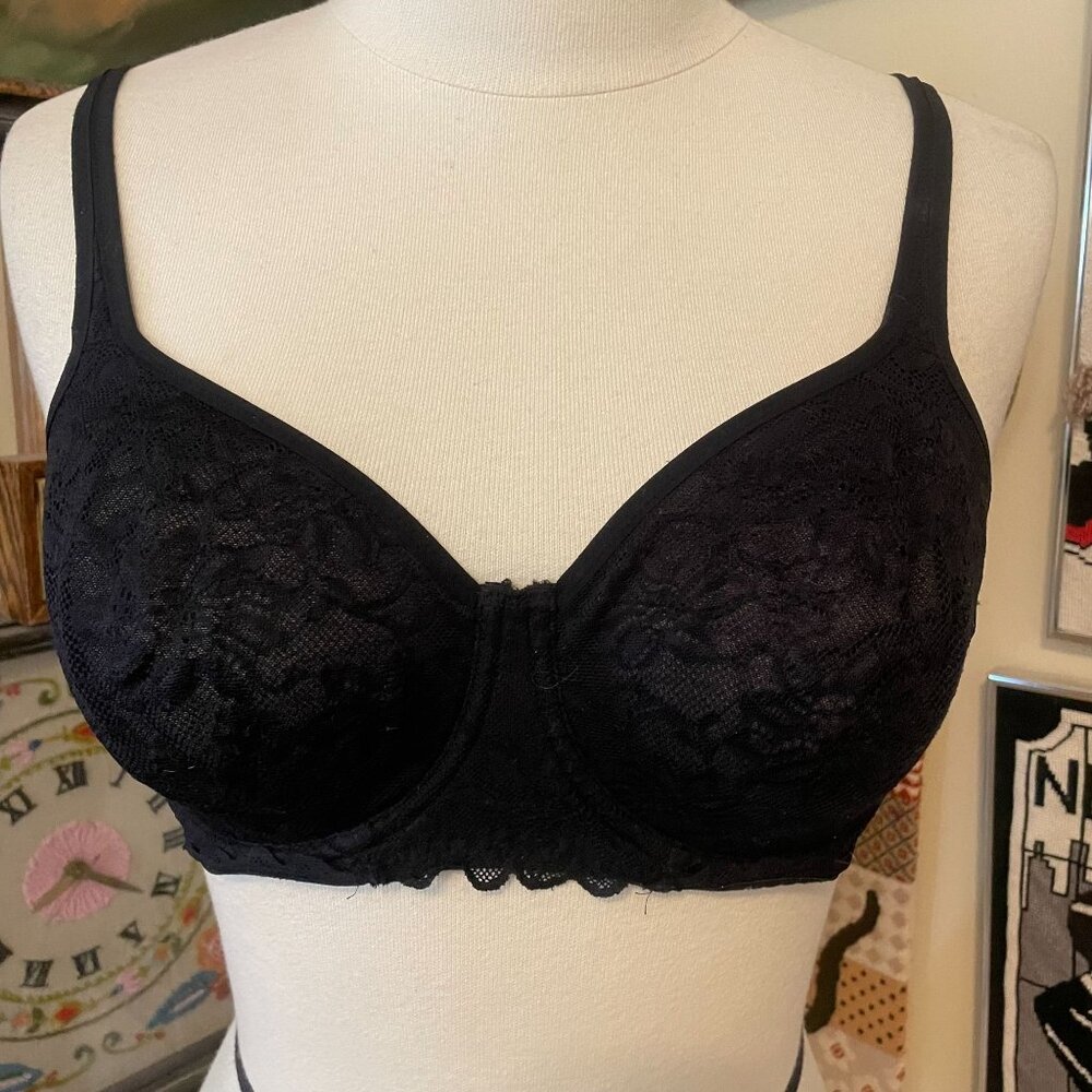 Wacoal Soft Sense Underwire Bra Black Stratch Lace 851334 Size 34DDD